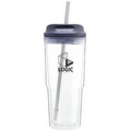 24 Oz. Clear Gulp Tumbler Cup W/Storm Gray Lid & Straw